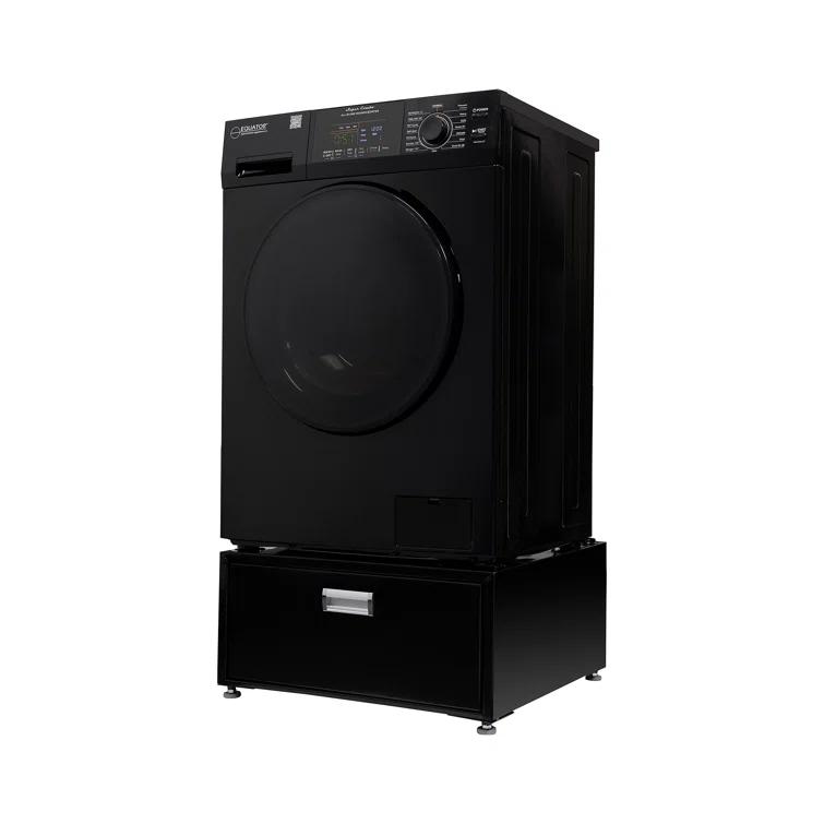 Equator Advanced Appliances All-in-one Washer Dryer Ventless FULLY BUILTIN 0-CLEARANCE 1.62cf/15lbs 110V 1400RPM with Pedestal EZ 4700 C + PDL 4455 Black