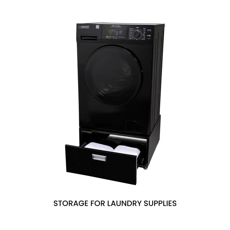 Equator Advanced Appliances All-in-one Washer Dryer Ventless FULLY BUILTIN 0-CLEARANCE 1.62cf/15lbs 110V 1400RPM with Pedestal EZ 4700 C + PDL 4455 Black