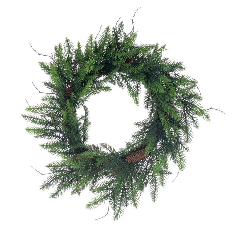 Ophelia & Co. Ophelia & Co. 24" Green Green Cedar Pinecone Wreath. Features a grapevine base.