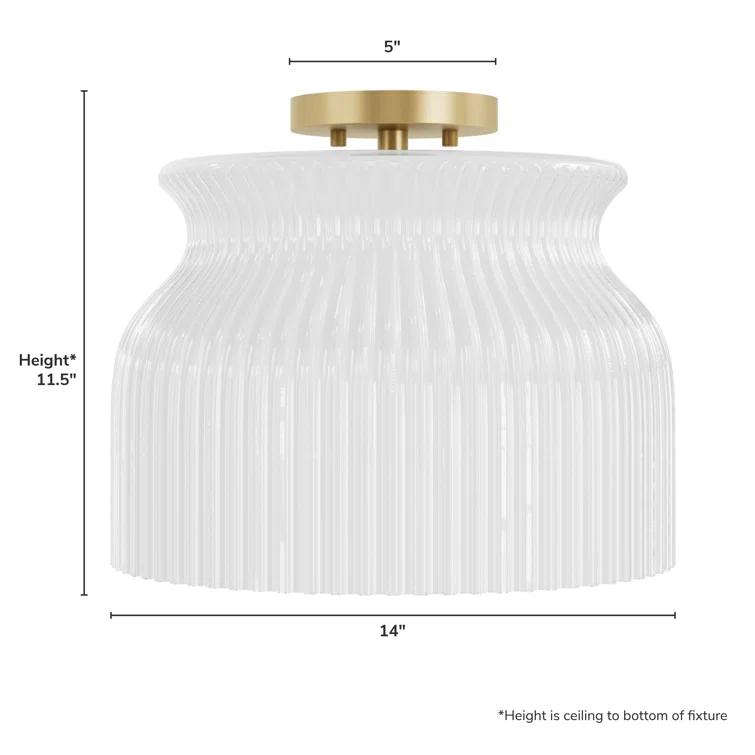 Hunter - Harlowe 1-light Luxe Gold, Large Flush Mount Light, Dimmable, Modern Style, Urn Shaped, for Bedrooms, Kitchens, Dining, Living Rooms - 13181
