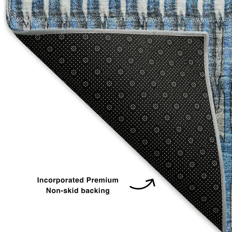 Premium Machine Washable Cerrito AMF589 Blue Rug