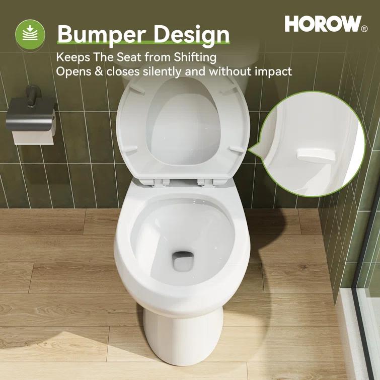 HOROW 1.28 GPF Round Chair Height Floor Mounted Two-Piece Toilet (Seat Included)