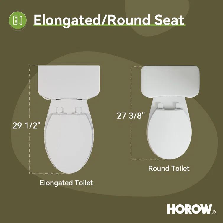 HOROW 1.28 GPF Round Chair Height Floor Mounted Two-Piece Toilet (Seat Included)