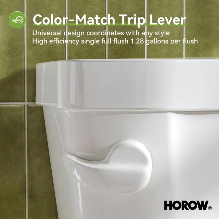 HOROW 1.28 GPF Round Chair Height Floor Mounted Two-Piece Toilet (Seat Included)