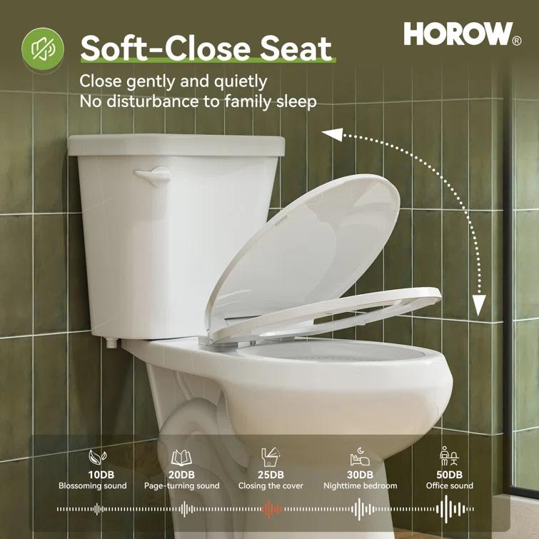 HOROW 1.28 GPF Round Chair Height Floor Mounted Two-Piece Toilet (Seat Included)