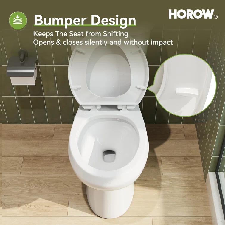 HOROW 1.28 Gallons GPF Round Chair Height Floor Mounted Two-Piece Toilet (Seat Included)