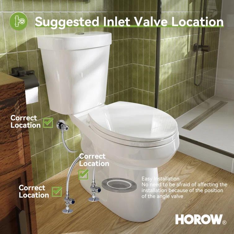HOROW 1.28 Gallons GPF Round Chair Height Floor Mounted Two-Piece Toilet (Seat Included)