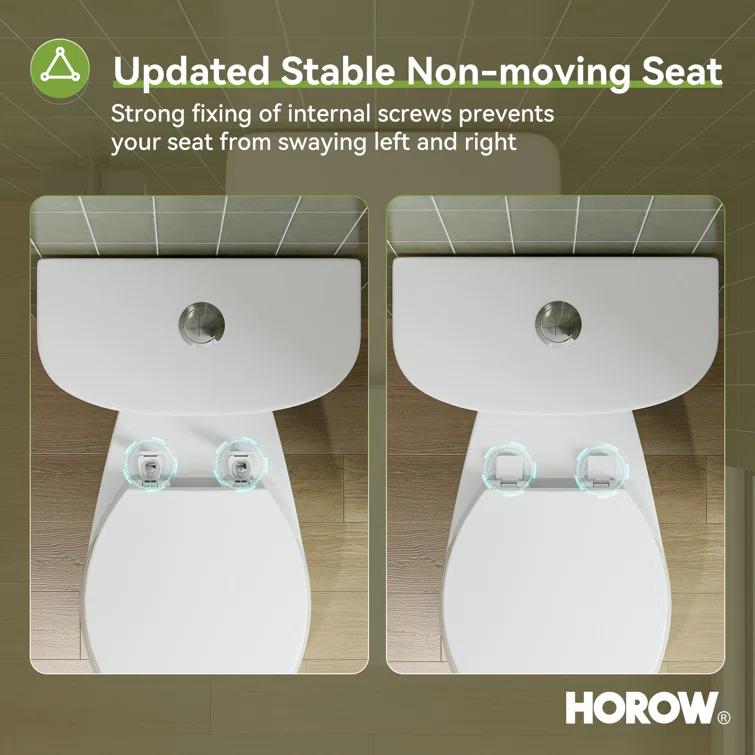HOROW 1.28 Gallons GPF Round Chair Height Floor Mounted Two-Piece Toilet (Seat Included)