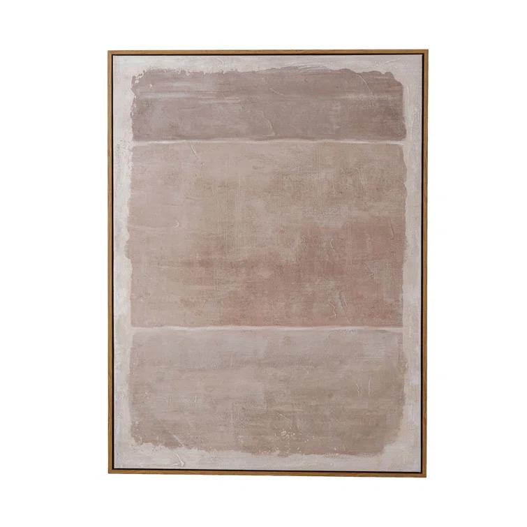 Taupe and Grey Abstract Canvas Painting with Firwood Frame