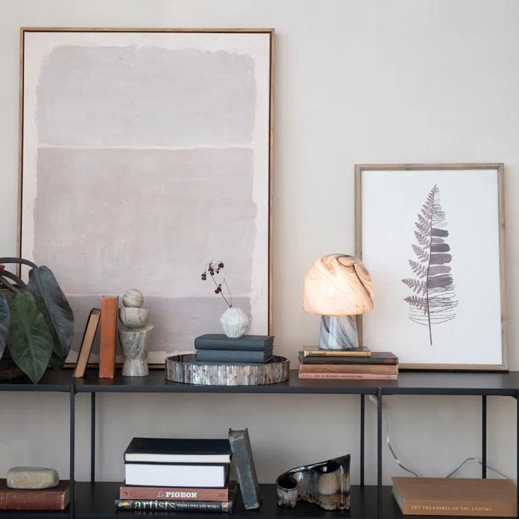 Taupe and Grey Abstract Canvas Painting with Firwood Frame