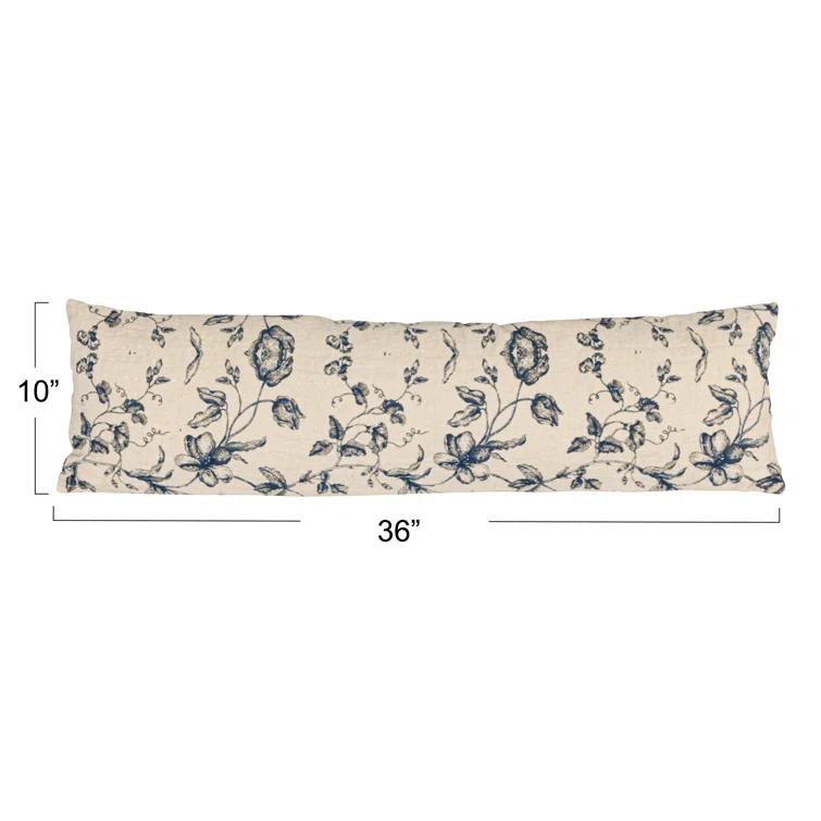 Creative Co-Op Long Patterned Cotton Lumbar Pillow