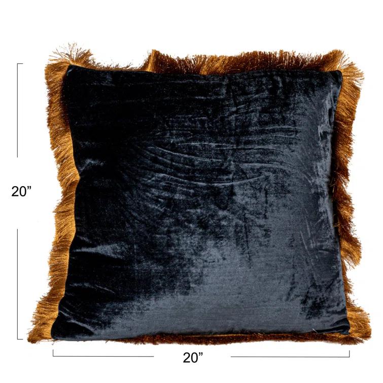 Creative Co-Op Silk Fringed Pillow