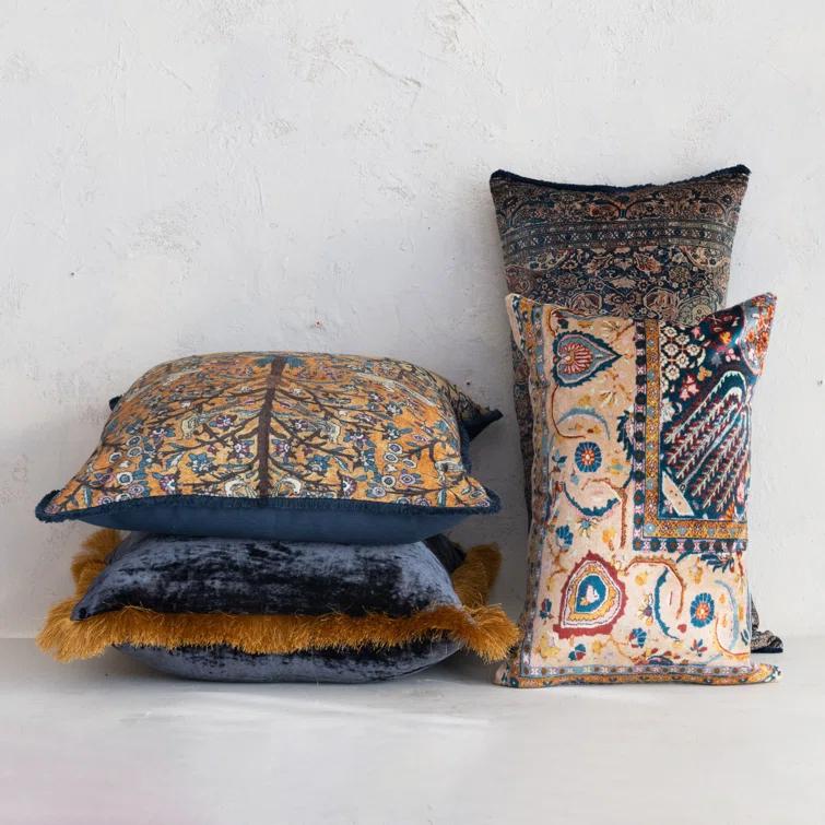 Creative Co-Op Silk Fringed Pillow