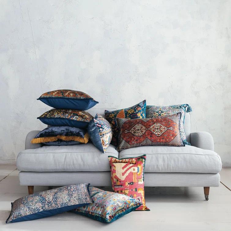Creative Co-Op Silk Fringed Pillow