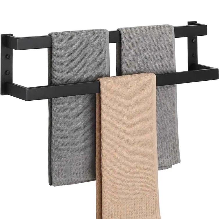Double Towel Bar 24", SUS304 Stainless Steel Towel Racks For Bathroom Wall Mounted, Heavy Duty Bathroom Towel Holder, Space Saving Towel Hanger