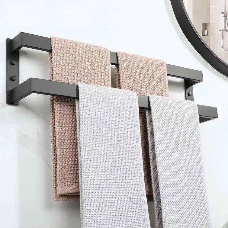 Double Towel Bar 24", SUS304 Stainless Steel Towel Racks For Bathroom Wall Mounted, Heavy Duty Bathroom Towel Holder, Space Saving Towel Hanger