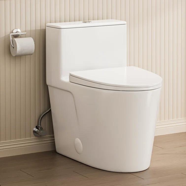 Modern Elongated Toilet, One Piece Toilet 1.0/1.6 GPF MaP 1000g Comfortable Chair Height Toilet