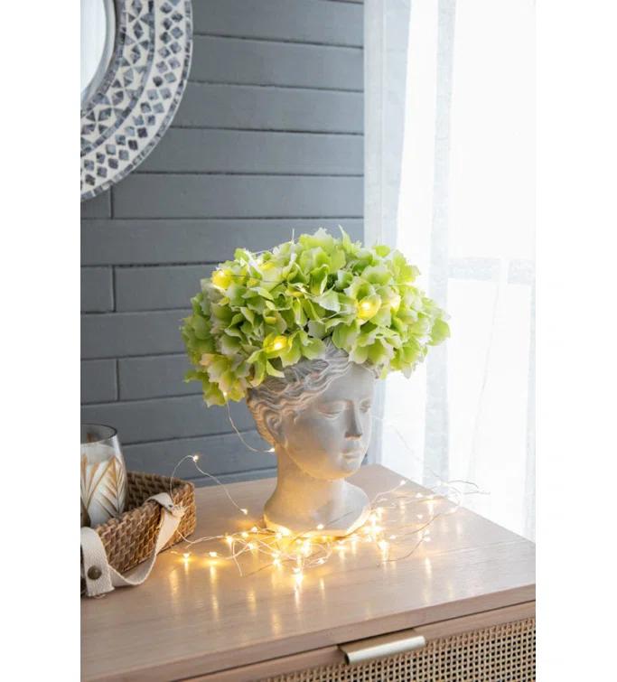 White Cement Bust Table Vase Set