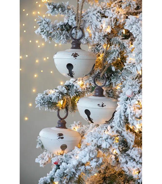 A&B Home Farmhouse Bell Ornament Set of 4 8.5"Dia. x 10" White (Set of 4)