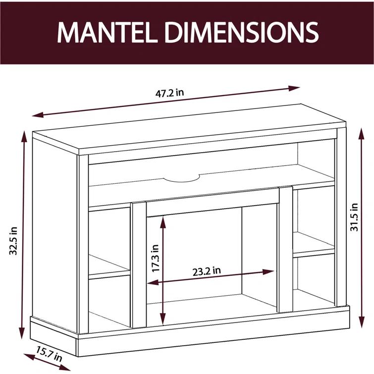 Cambridge Seville Freestanding Fireplace Mantel TV Stand with Storage Shelves and 1500W Electric Heater Insert