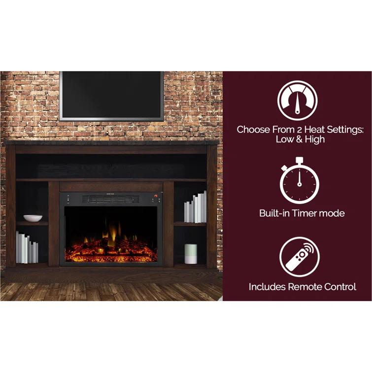 Cambridge Seville Freestanding Fireplace Mantel TV Stand with Storage Shelves and 1500W Electric Heater Insert
