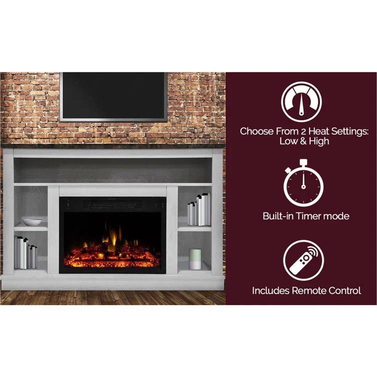 Cambridge Seville Freestanding Fireplace Mantel TV Stand with Storage Shelves and 1500W Electric Heater Insert