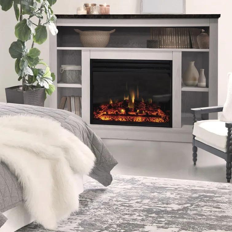 Cambridge Seville Freestanding Fireplace Mantel TV Stand with Storage Shelves and 1500W Electric Heater Insert
