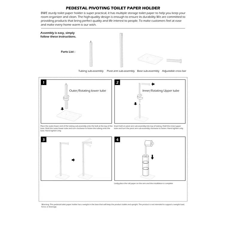 Free Standing Toilet Paper Holder with Weighted Base
