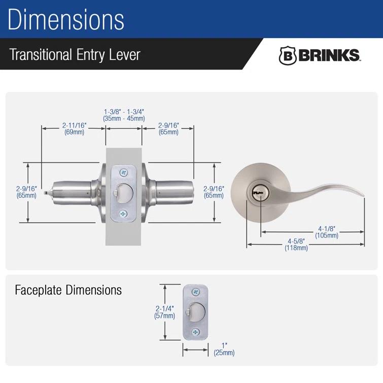 Brinks Raleigh Transitional Keyed Entry Wave Lever