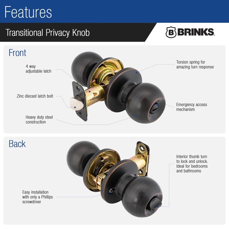 Brinks Raleigh Series Privacy Transitional Ball Knob