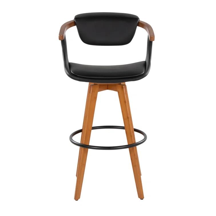 Dirksen Swivel Upholstered Counter Stool with Solid Wood Frame