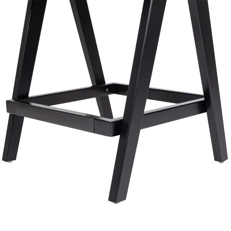 Coulten 25.5" Modern Webbing Back Bar Stool With Arms, Set Of 3, Ebony Black Boucle