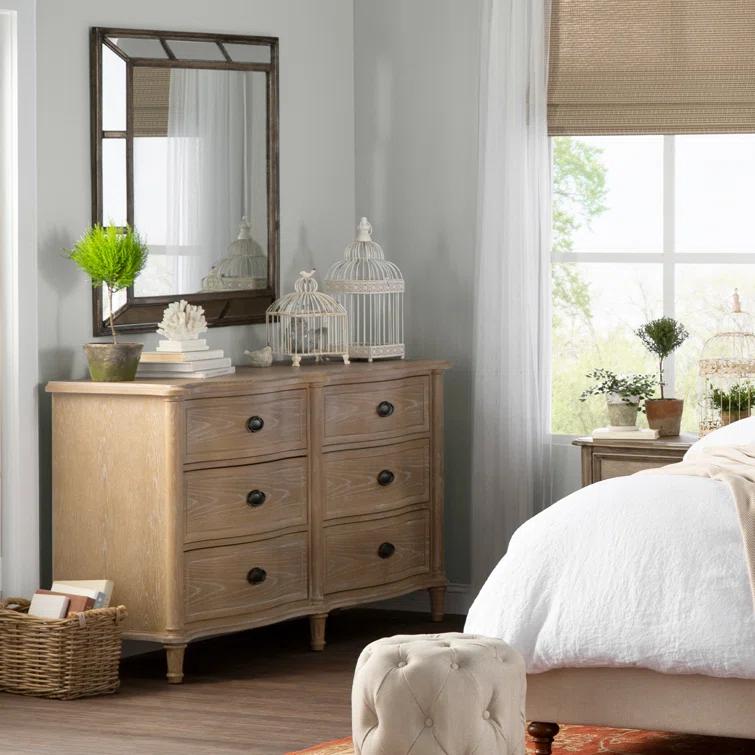Universal Furniture Curved Wood Front 6 Drawer Dresser in Antiqued Grey Oak