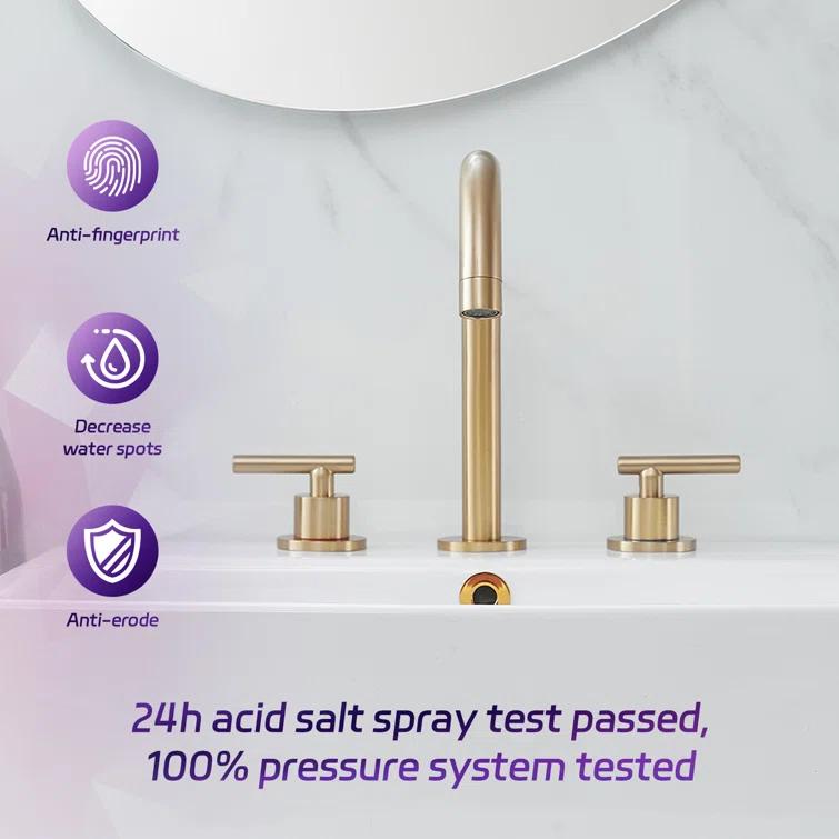 VIBRANTBATH 16441-BG Widespread Bathroom Faucet 3 Hole, 2-handle Bathroom Sink Faucet with Drain Assembly