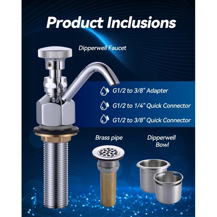 Single Handle Deck Mount Brass Kitchen Faucet 0.4 GPM Dipper Well Faucet And Bowl Set