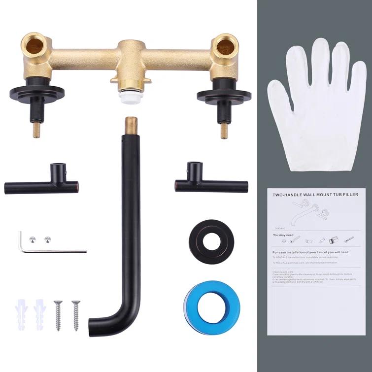 2-Handle 2-Hole Wall Mounted Bathroon Sink Faucet In Spot Resist (Valve Included)