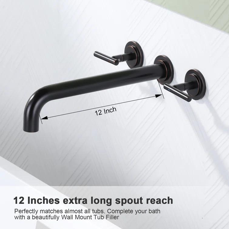 2-Handle 2-Hole Wall Mounted Bathroon Sink Faucet In Spot Resist (Valve Included)