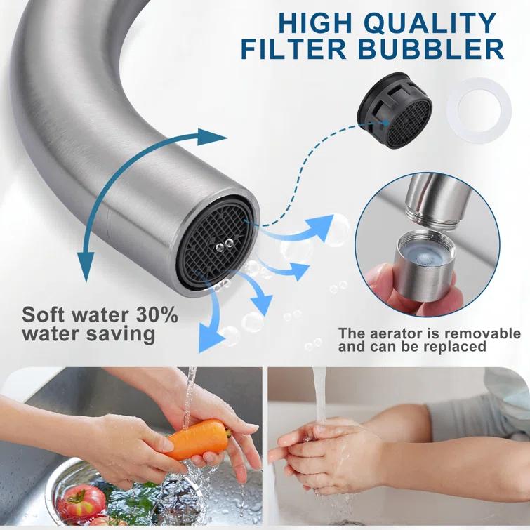Single Handle Stainless Steel Bar Faucet With Supply Lines And Deckplate