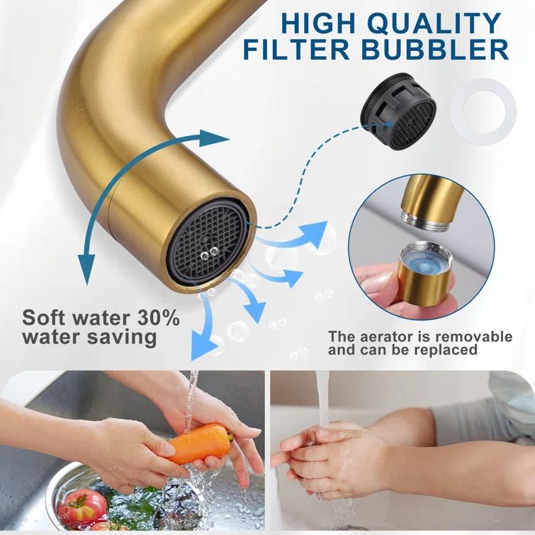 Single Handle Stainless Steel Bar Faucet With Supply Lines And Deckplate
