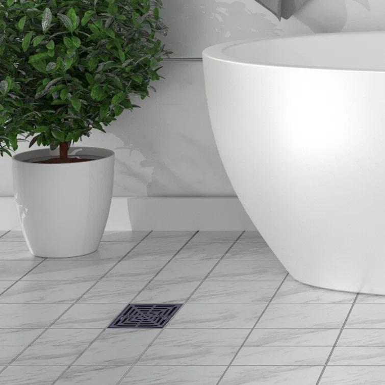 Aleasha 4.5 In. Floor Drain With Square Stainless Steel Screw-Tite Strainer AL-9L05B