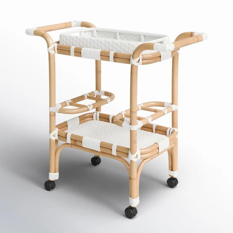 Butler Specialty Company Selena White Rattan Bar Cart
