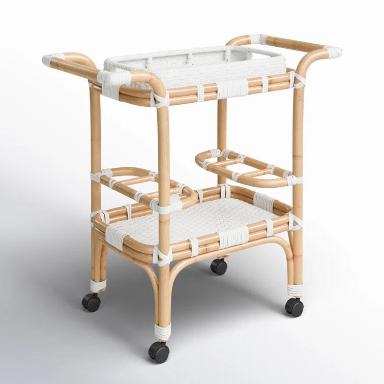 Butler Specialty Company Selena White Rattan Bar Cart