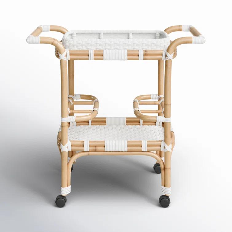 Butler Specialty Company Selena White Rattan Bar Cart