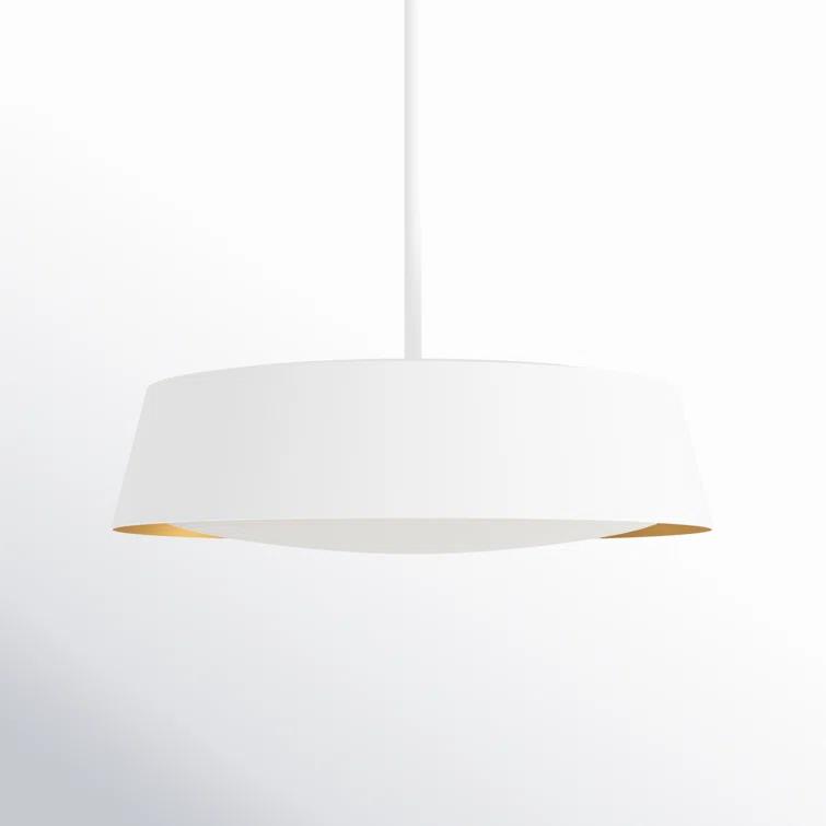 Matte White Glass Drum Pendant Light with Silk Shade