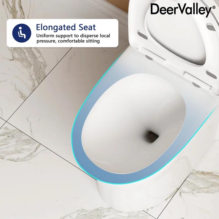 DeerValley Ally Dual-Flush Elongated One-Piece Toilet with Glazed Surface Modern Toilet with Comfort Seat Height  (Seat Included) DV-1F52816-Black
