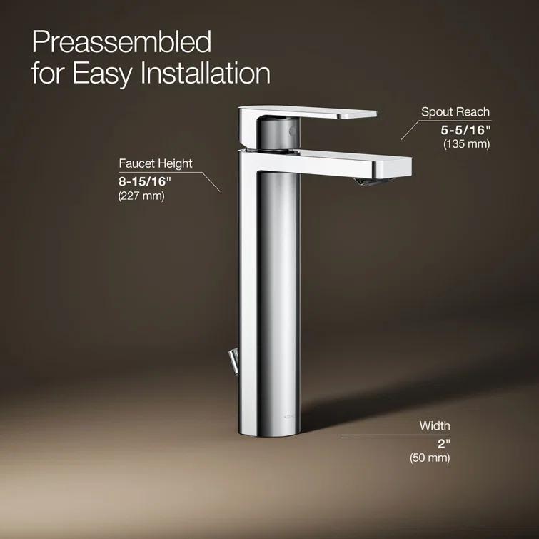 Parallel™ Tall Single-Handle Bathroom Sink Faucet, Single-Hole Faucet with Pop-Up Drain, 1.2 GPM