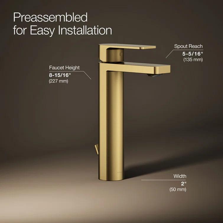 Parallel™ Tall Single-Handle Bathroom Sink Faucet, Single-Hole Faucet with Pop-Up Drain, 1.2 GPM