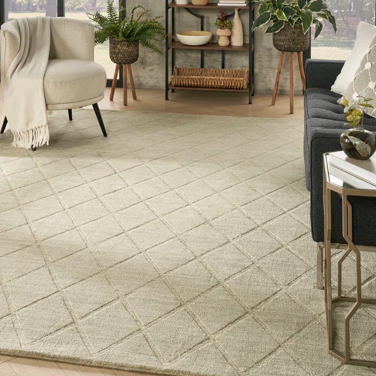 Nourison Wool Haven Sage Modern Wool Indoor Rug