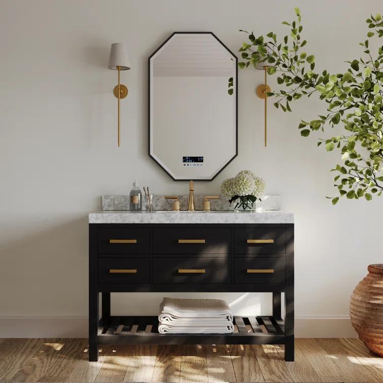 Ancerre Designs Elizabeth 48" Wood Bathroom Vanity Set in Black Onyx
