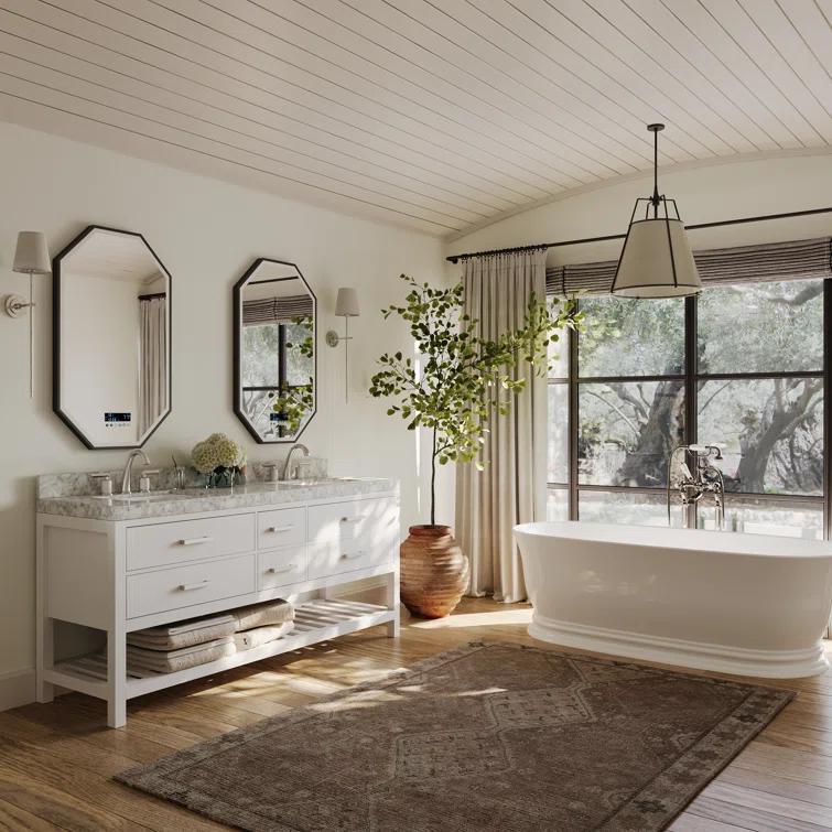 Elizabeth 72'' White Double Vanity with Carrara Marble Top